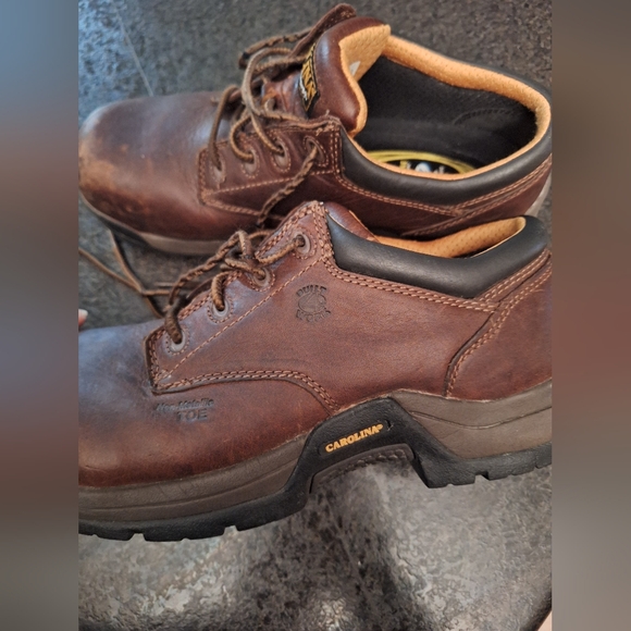 Men's Brown Carolina Leather Work Steel Toe Shoes, Size 9.5D - Picture 6 of 6